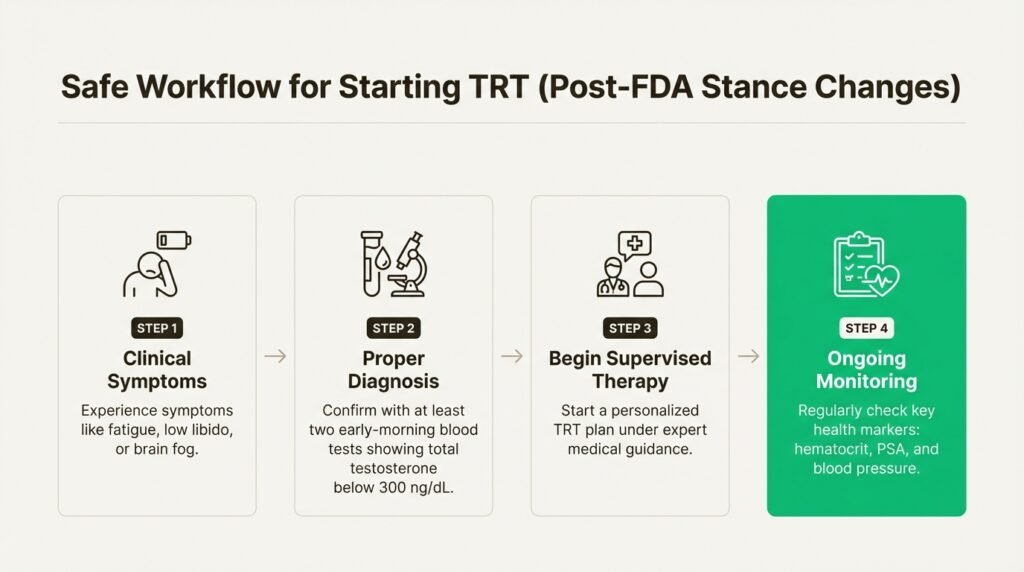 Safe workflow for starting TRT post-FDA stance changes