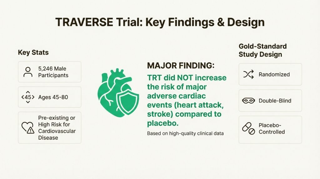 TRAVERSE trial key findings and study design infographic