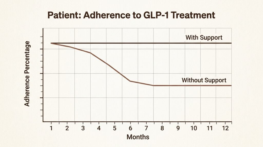 Medical accountability and structured support improving GLP-1 treatment adherence