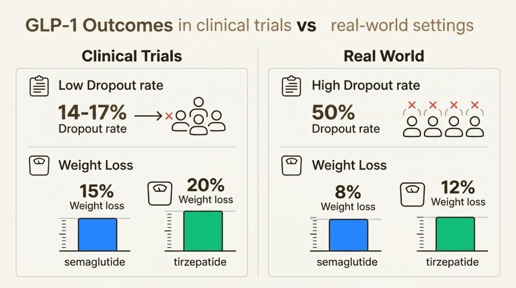 Clinical data comparing in-person vs online GLP-1 weight loss outcomes