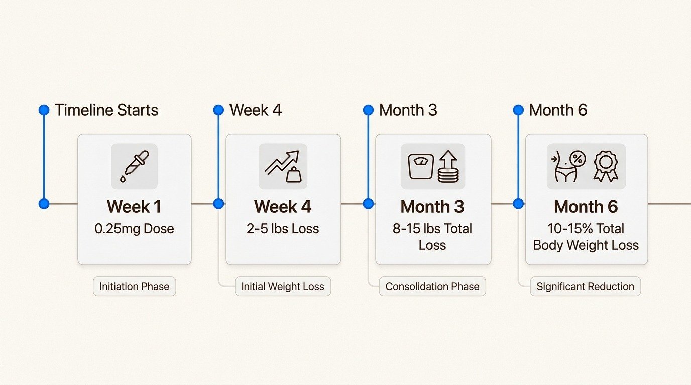 Realistic week-by-week and month-by-month weight loss journey with semaglutide based on clinical expectations