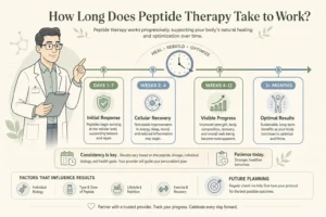 Illustration of How Long Does Peptide Therapy Take to Work? Realistic Timelines by Goal in a modern medical wellness setting