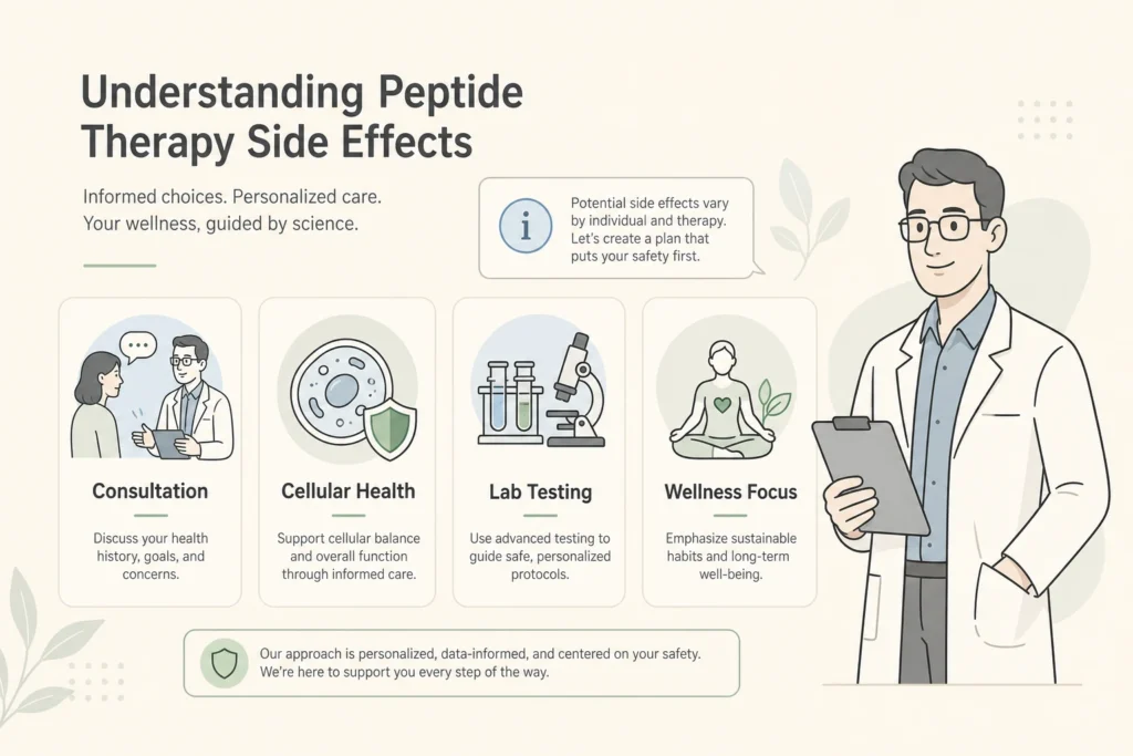 Supporting illustration for What Are the Side Effects of Peptide Therapy? An Honest Look in a modern medical wellness setting