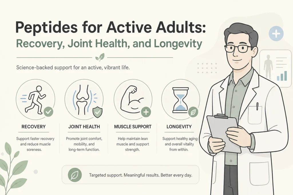 Supporting illustration for Peptides for Active Adults: Recovery, Joint Health, and Longevity in a modern medical wellness setting