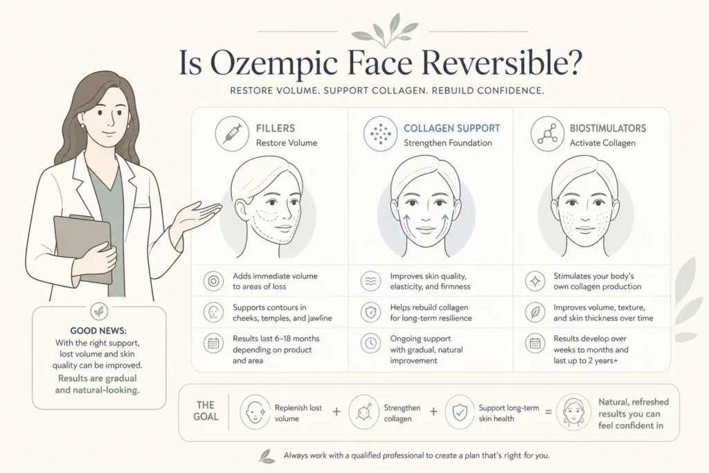 Supporting illustration for Is Ozempic Face Reversible? What Fillers and Collagen Can and Cannot Do in a modern medical wellness setting