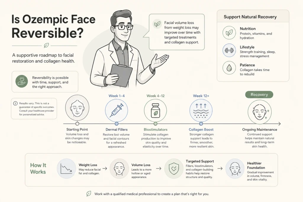Supporting illustration for Is Ozempic Face Reversible? What Fillers and Collagen Can and Cannot Do in a modern medical wellness setting