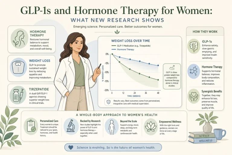 Illustration of GLP-1s and Hormone Therapy for Women: What New Research Shows in a modern medical wellness setting
