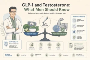 Illustration of GLP-1 and Testosterone: What Men Should Know in a modern medical wellness setting