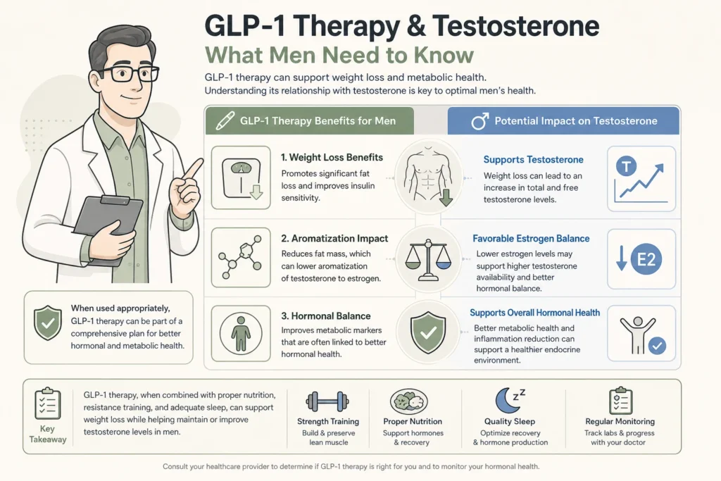 Supporting illustration for GLP-1 and Testosterone: What Men Should Know in a modern medical wellness setting