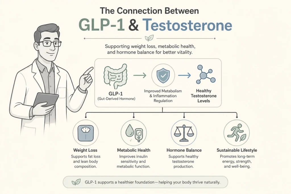 Supporting illustration for GLP-1 and Testosterone: What Men Should Know in a modern medical wellness setting