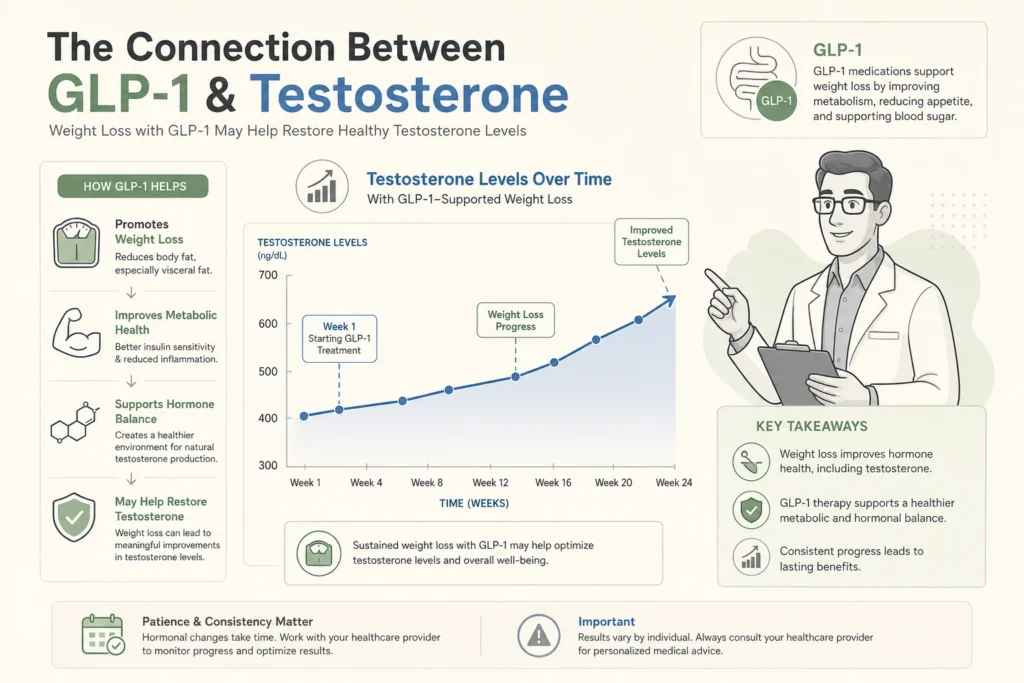 Supporting illustration for GLP-1 and Testosterone: What Men Should Know in a modern medical wellness setting