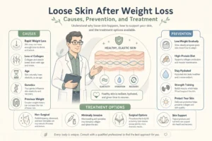 Illustration of Loose Skin After Weight Loss: Causes, Prevention, and Treatment in a modern medical wellness setting