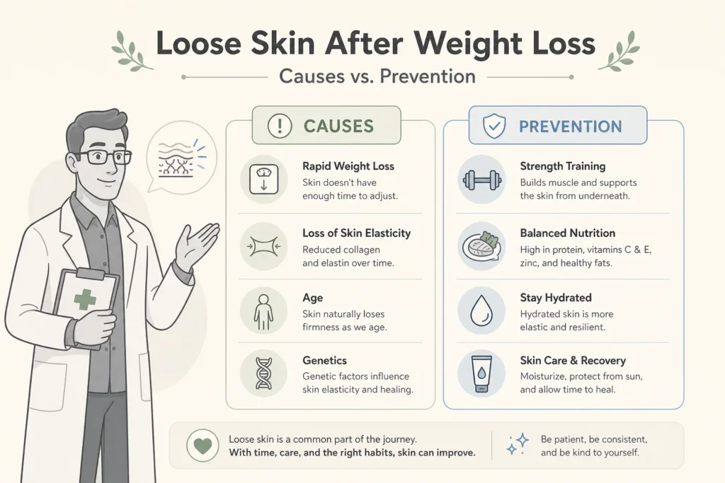 Supporting illustration for Loose Skin After Weight Loss: Causes, Prevention, and Treatment in a modern medical wellness setting