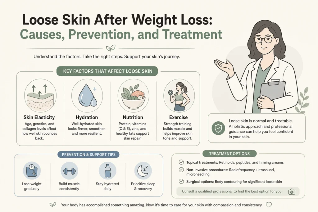 Supporting illustration for Loose Skin After Weight Loss: Causes, Prevention, and Treatment in a modern medical wellness setting