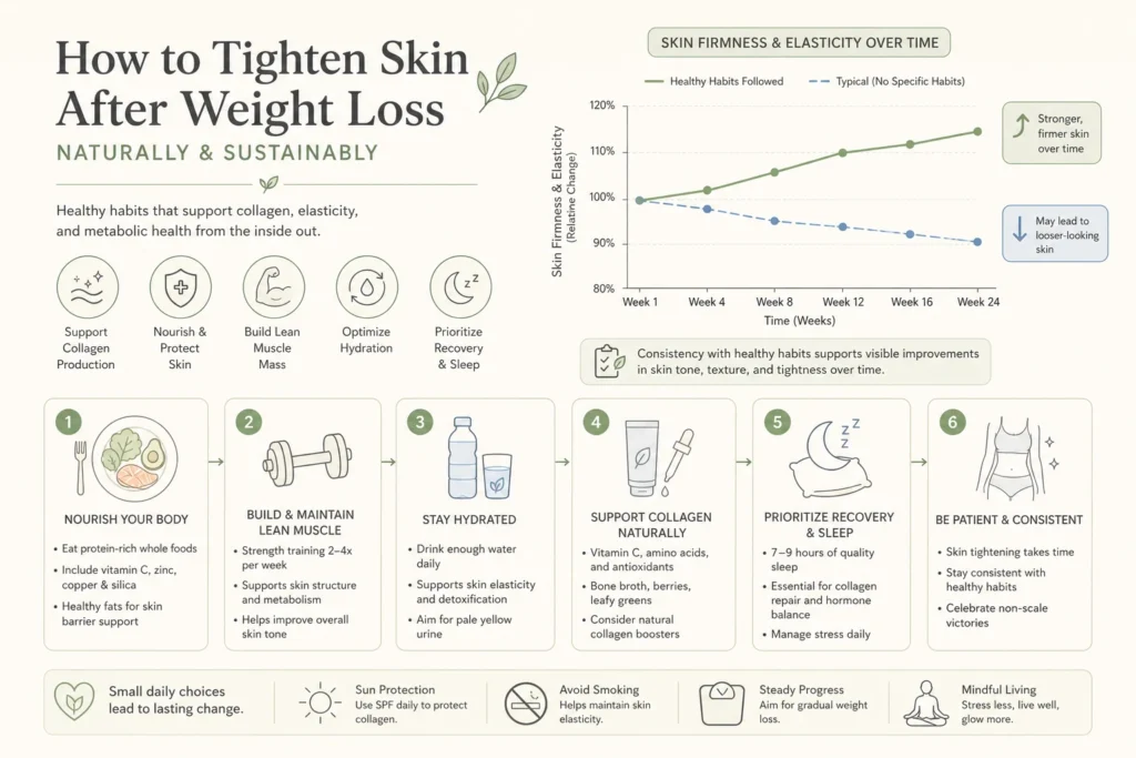 Supporting illustration for How to Tighten Skin After Weight Loss Naturally (and When You Need More) in a modern medical wellness setting