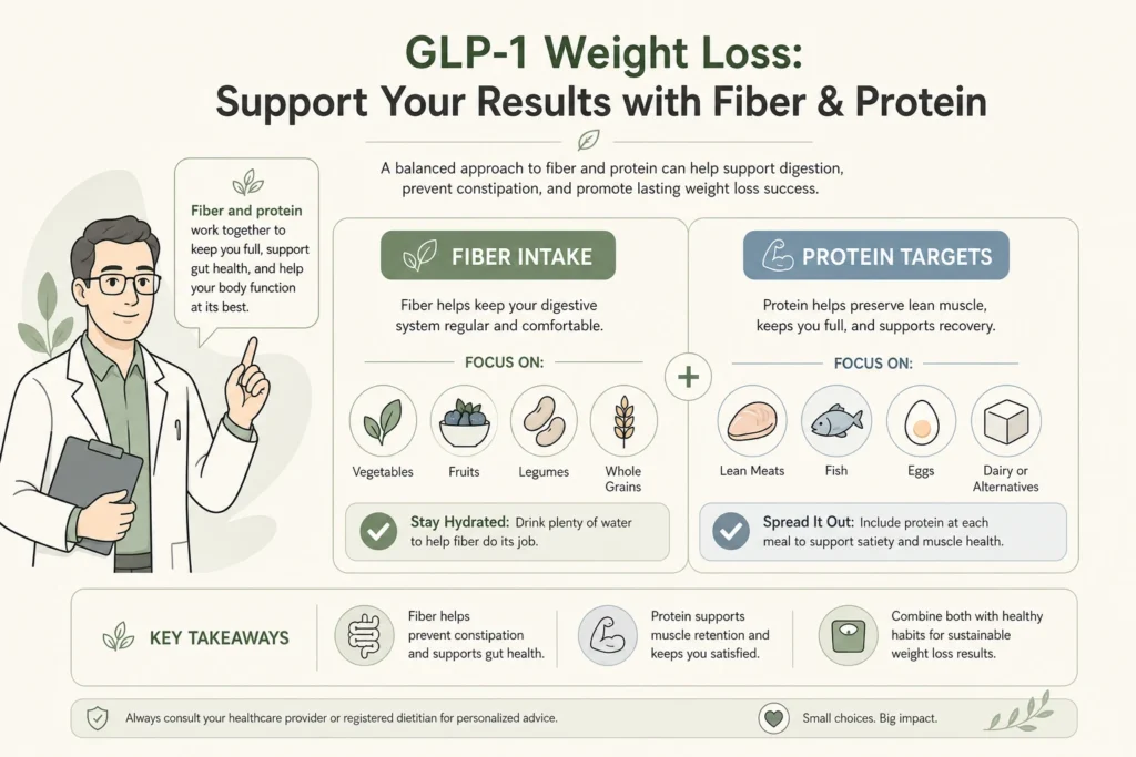 Supporting illustration for GLP-1 Constipation, Fiber and Protein: What Nobody Tells You in a modern medical wellness setting