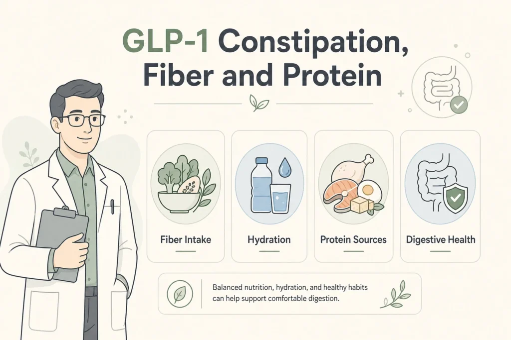 Supporting illustration for GLP-1 Constipation, Fiber and Protein: What Nobody Tells You in a modern medical wellness setting