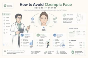 Illustration of How to Avoid Ozempic Face Before It Starts in a modern medical wellness setting