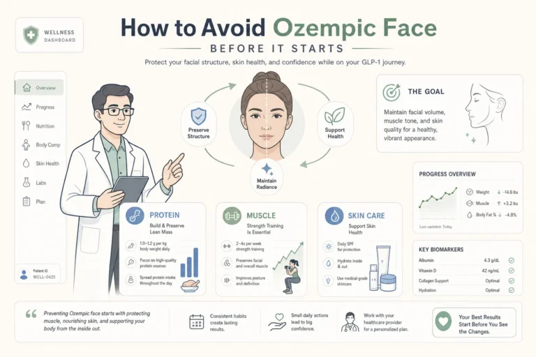Illustration of How to Avoid Ozempic Face Before It Starts in a modern medical wellness setting