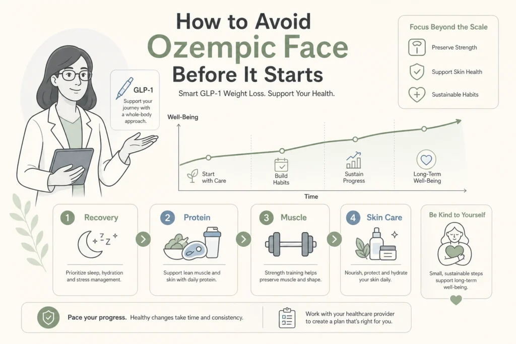 Supporting illustration for How to Avoid Ozempic Face Before It Starts in a modern medical wellness setting