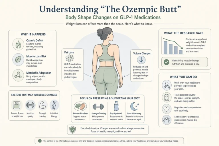 Illustration of The “Ozempic Butt” and Body Shape Changes on GLP-1 Medications in a modern medical wellness setting