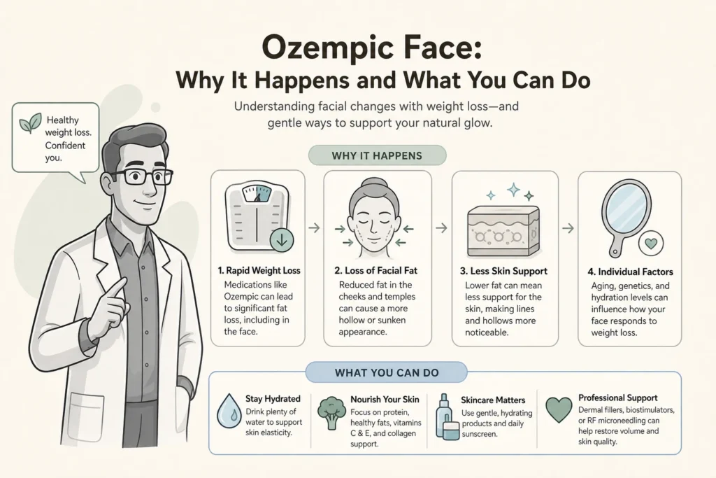 Supporting illustration for Ozempic Face: Why It Happens and What You Can Do in a modern medical wellness setting