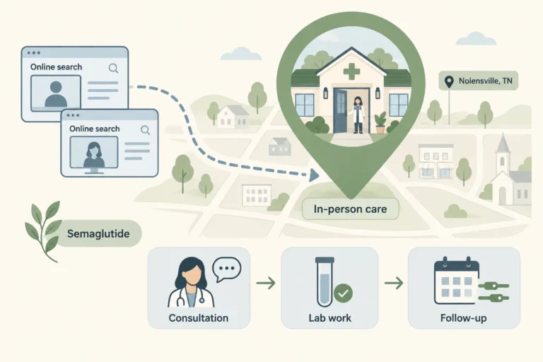 Illustration of Semaglutide in Nolensville, TN: Availability and How to Start in a modern medical wellness setting