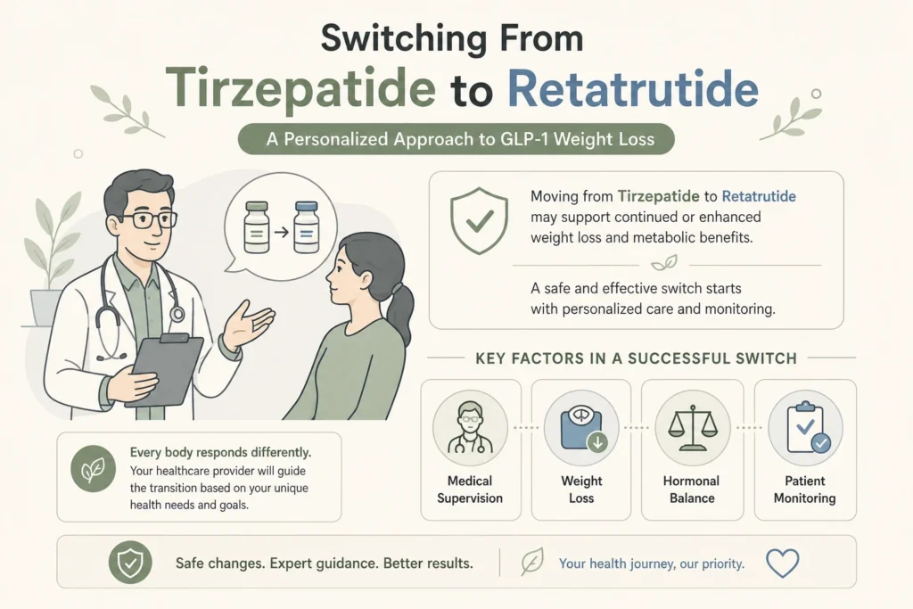 Supporting illustration for Switching From Tirzepatide to Retatrutide: What Changes in a modern medical wellness setting
