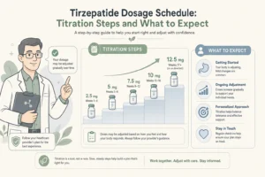 Illustration of Tirzepatide Dosage Schedule: Titration Steps and What to Expect in a modern medical wellness setting
