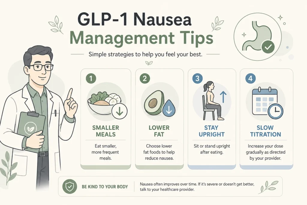 Supporting illustration for GLP-1 Nausea and Stomach Issues: What Actually Helps in a modern medical wellness setting