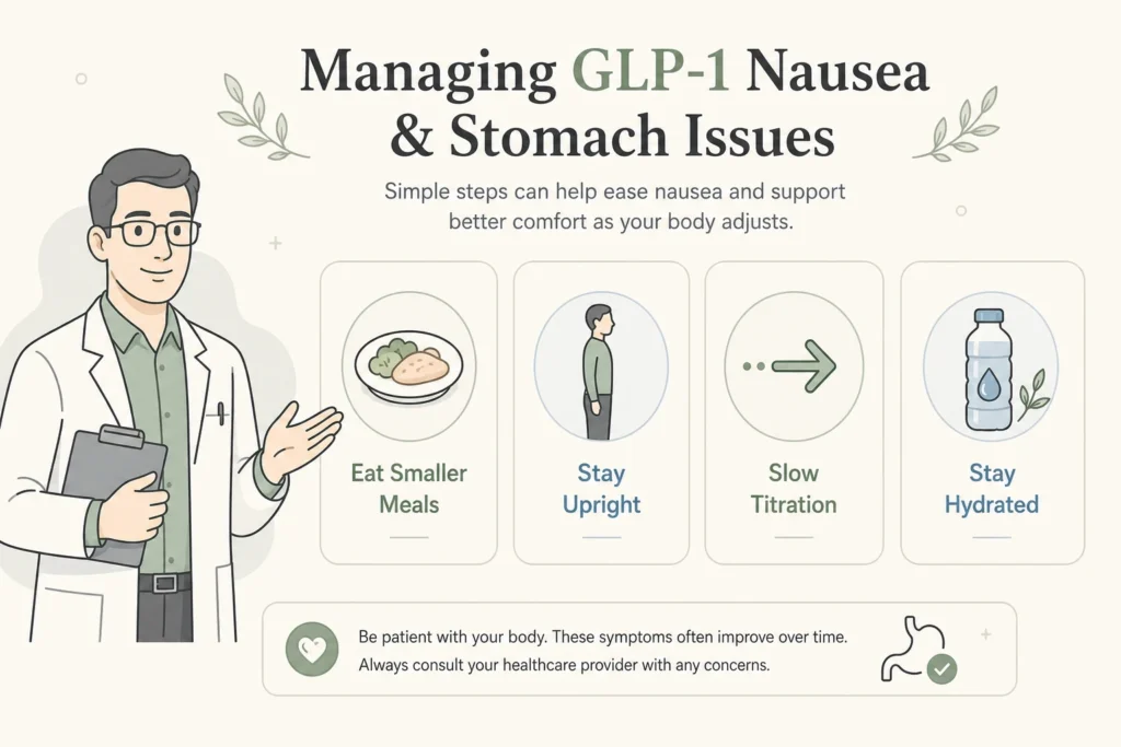 Supporting illustration for GLP-1 Nausea and Stomach Issues: What Actually Helps in a modern medical wellness setting