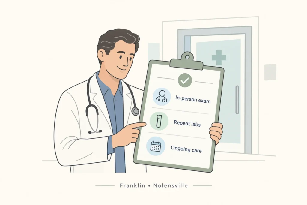 Illustration of Testosterone Replacement Therapy in Franklin and Nolensville: What Physician-Supervised Treatment Looks Like in a modern medical wellness setting
